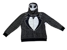 Disney Nightmare Before Christmas Hoodie Mens Large Jack Skellington Zip Up
