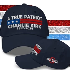 Dad Hat "True Patriot" Charlie Kirk Embroidered USA Flag