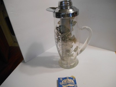 gilley chillit cocktail pitcher chillitube silver trim bar ware