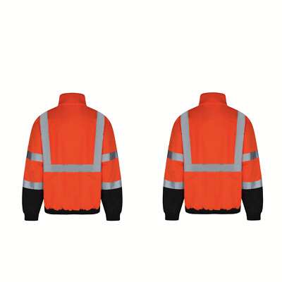 CLARO 2 Pack-Everyday ANSI Class 3 Full Zip Bomber Jacket Hi Vis