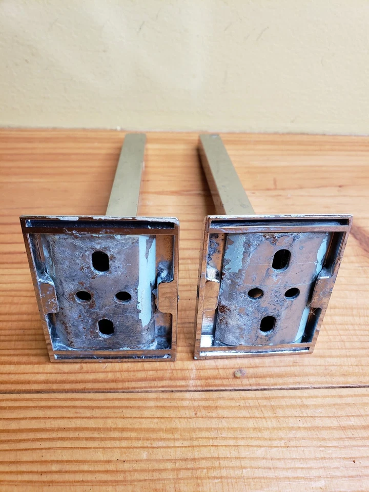 Vintage Salvaged Chrome Bath Glass Shelf Brackets Metal Supports 5 1/4" - Image 4 of 4