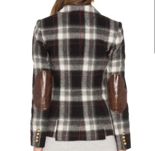 Smythe Patch Pocket Duchess Blazer Wool Jacket 6 One Button Tartan Plaid $895 - Picture 3 of 7