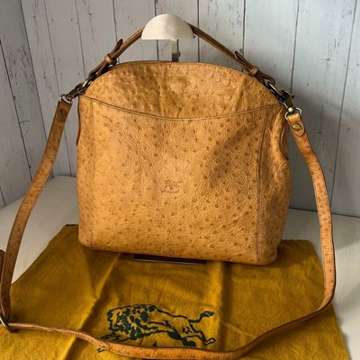 IL BISONTE Ostrich 2way Shoulder Bag Handbag Beige Used