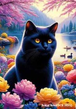 Black Cat Springtime Flag