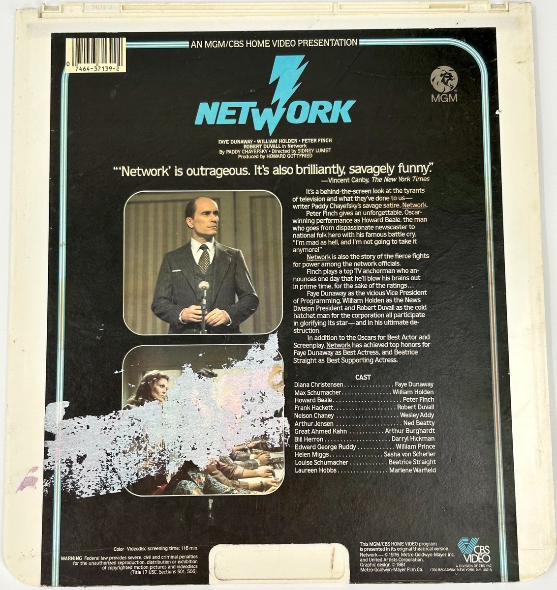 NETWORK Laserdisc - FAYE DUNAWAY WILLIAM HOLDEN | eBay