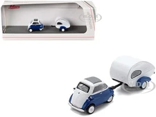 BMW ISETTA BLUE AND WHITE W/TRAILER 1/87 (HO) DIECAST MODEL BY SCHUCO 452681300