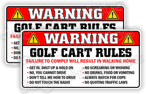 Golf Cart Rules Funny Dash Stickers Warning Decals / Safety Instructions 2-pack - Picture 1 of 1