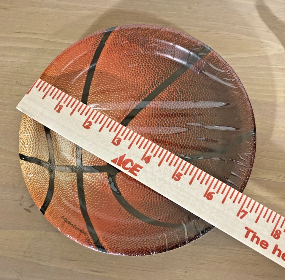 Platos de papel de baloncesto 6-3/4" redondos EE. UU. 30 piezas artesanías niños fiesta oop naranja OKC Foto 4 de 4