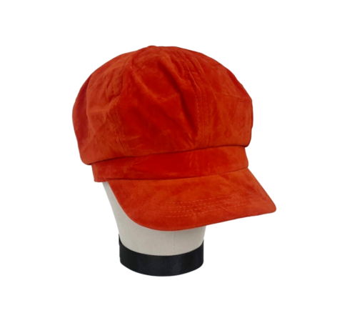Velvet Baker Boy Hat Orange Velvet Newsboy Hat by CRAGGI - Picture 9 of 10