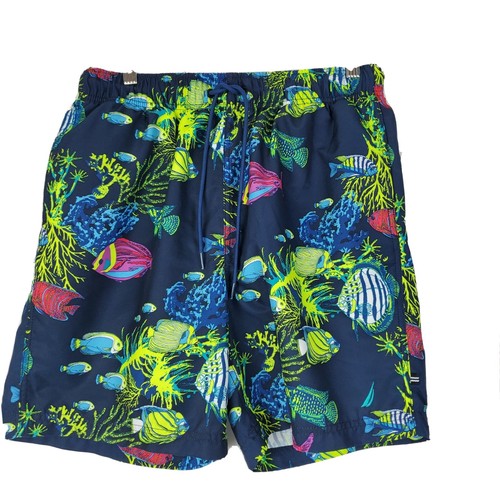 Nautica Mens Fish Print Neon Coral Swim 