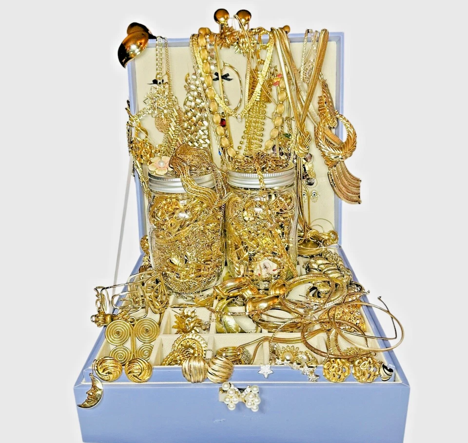 1.75 + 磅 1 全球共济会罐全金色调珠宝神秘套装可穿戴 GUC — 第 4/4 张图片