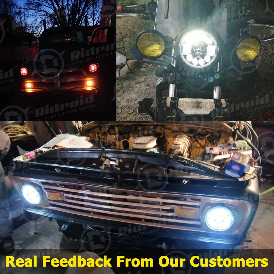 Pair 7inch Round LED Headlights Halo RGB For Porsche 911 912 914 924 928 944 - Image 2 of 4