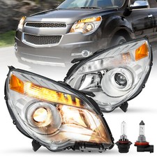 For 2010-2015 Chevy Equinox Halogen Projector Model Chrome Headlights w/Bulbs