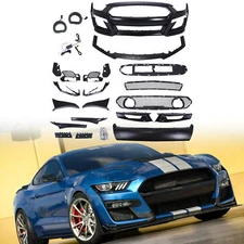 Mach 1 Style Front Bumper Cover w/ LED Grill Assembly For 2015-2017 Ford Mustang
