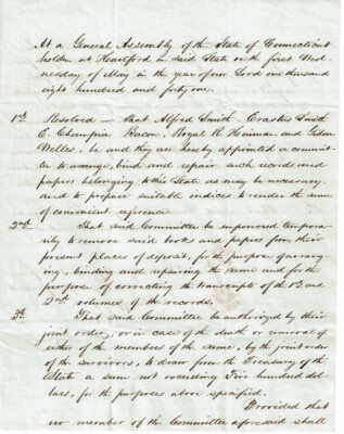 1841 AUTOGRAPH DOCUMENT SIGNED by CONNECTICUT Secretary of State ROYAL R. HINMAN