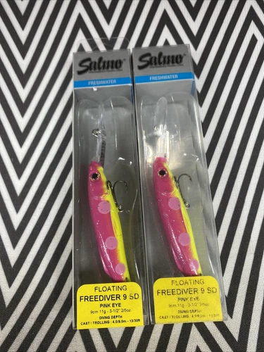 (2) Salmo Floating Freediver 9SD - Pink Eye -  3 1/2" Deep Diving Crankbaits