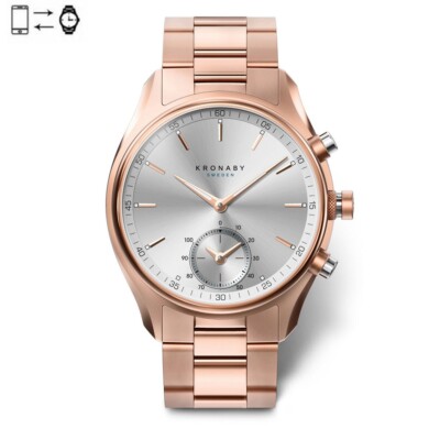 Reloj conectado Kronaby Sekel 43mm Rosa Plata brazalete oro rosa S2745/1