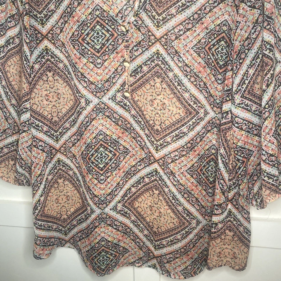 Muñeca Living para mujer mediana multicolor geométrica transparente cuello en V manga elástica 3/4 Foto 2 de 4