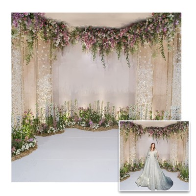 Vinyl 8x8ft Backdrop Wedding Floral Design Ideal for Photography Parties Dec...