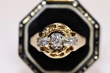 Vintage Circa 1970s Wedding Ring 14K Yellow Gold Over 2.1 Ct Lab Created Diamond