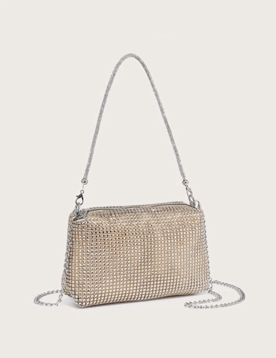 Women’s Gold Metallic Rhinestone Evening Purse - Gift