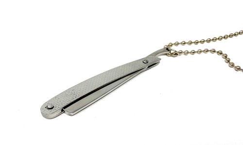 INKgrafiX® Halskette Rasiermesser - Kette+Anhänger -Silber- Rasierklinge Messer - Picture 3 of 4
