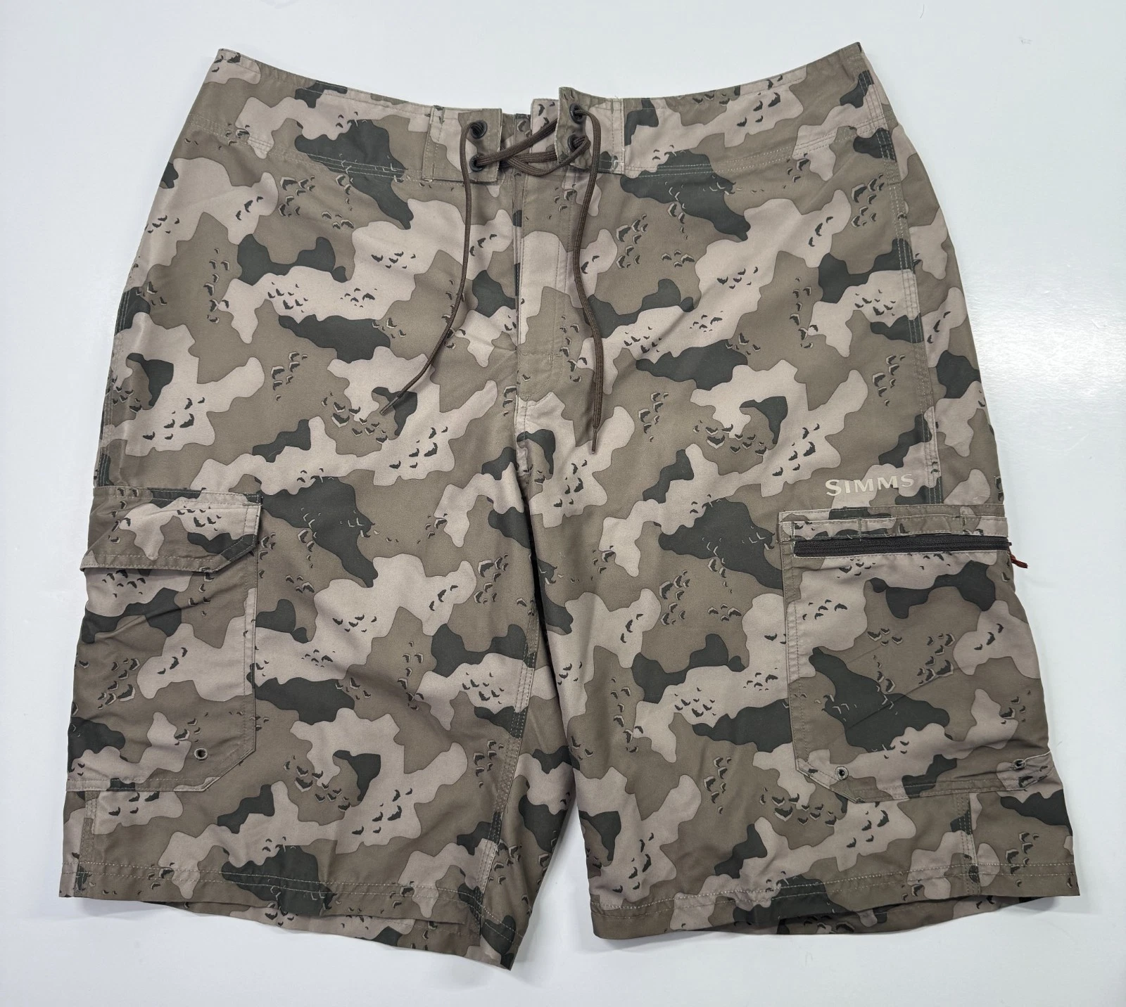 Simms Surf Shorts Camo Drawstring Pockets Mens Size 36
