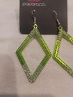 Lime Green Iridescent Paparazzi Earrings — photo 2
