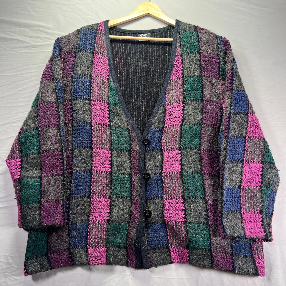 Cárdigan Vintage Mezcla Mohair Mujer 24W 2X Tejido Difuso Fiesta Abuela Suéter Foto 2 de 4