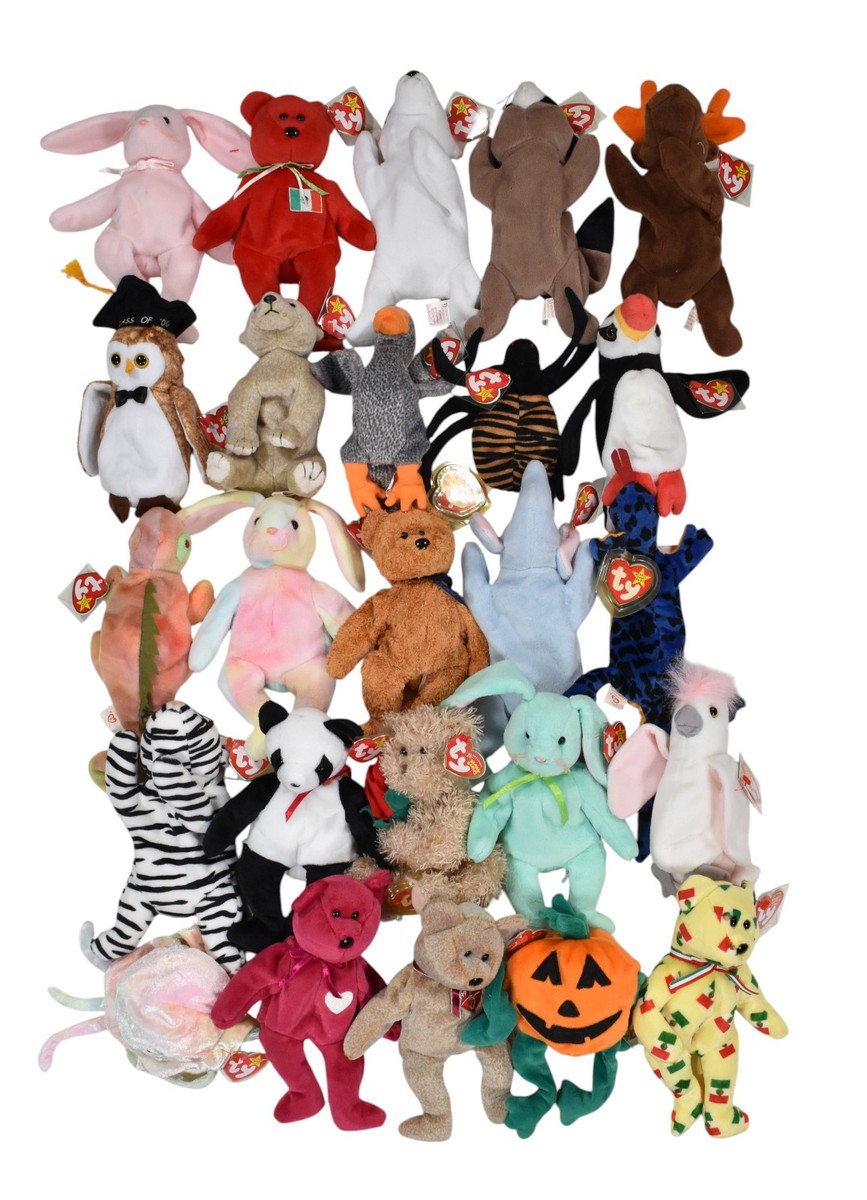 Lot of 25 Assorted Plush Ty Beanie Babies Rare Bunny Bear w