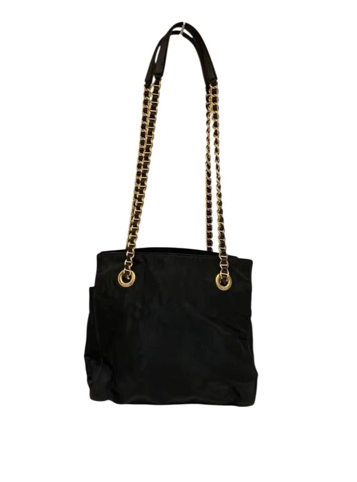 Borsa a tracolla Prada Tesuto in nylon con catena nera vintage autentica - Immagine 3 di 4