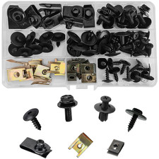 76 Pcs Car Screws and Nut Clip Kit Car Body Undertray Fender Screws Metal U type
