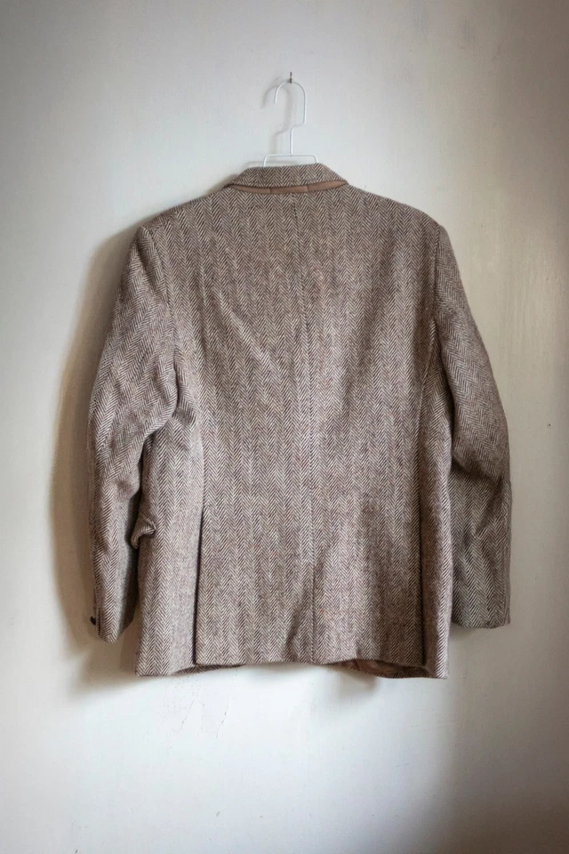Harris Tweed Gurtex 100% Wool Blazer Jacket Beige Brown Vintage - Size 46 - Image 2 of 4