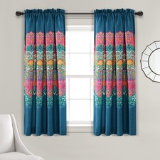 Boho Chic Light Filtering Window Curtain Panels Pair 52" W x 63" L 2" Turquo...