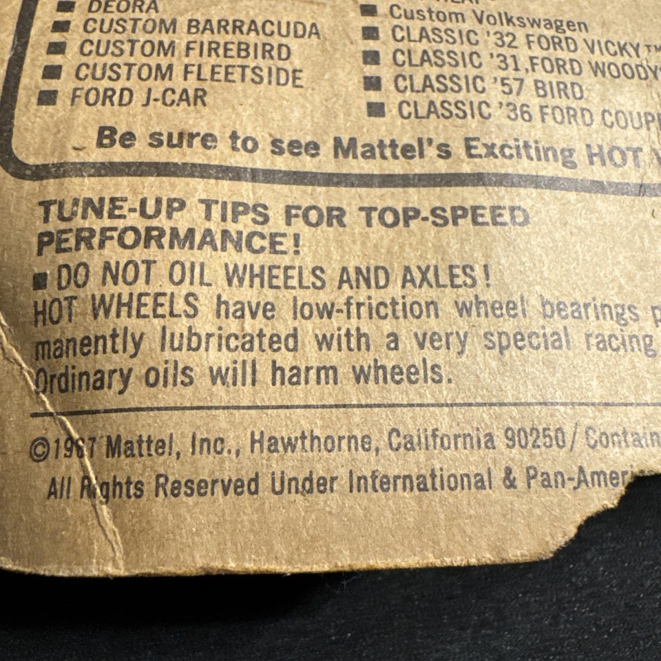 Vintage Hot Wheels Redline 1968 Torero Teal In Cut Blister