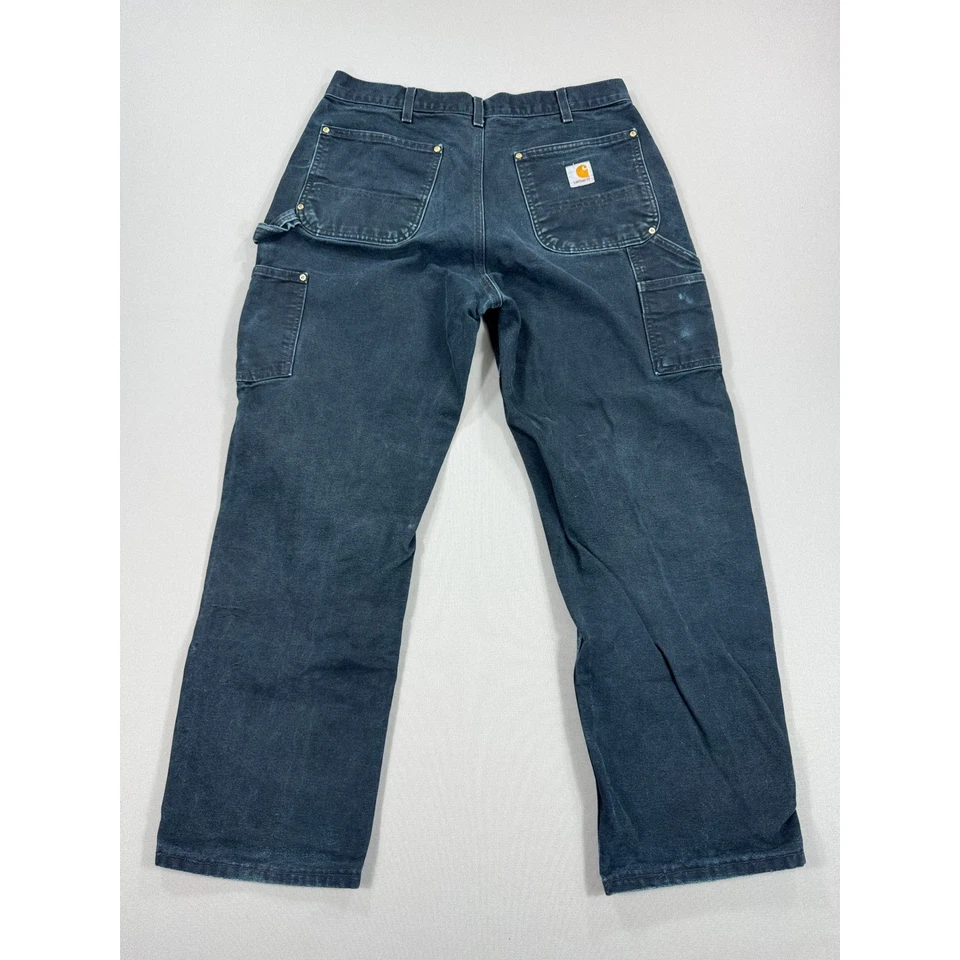 Carhartt Union Made Double Knee Pants B01-BLK Mens 34x32 Loose Original Fit USA Foto 2 de 4