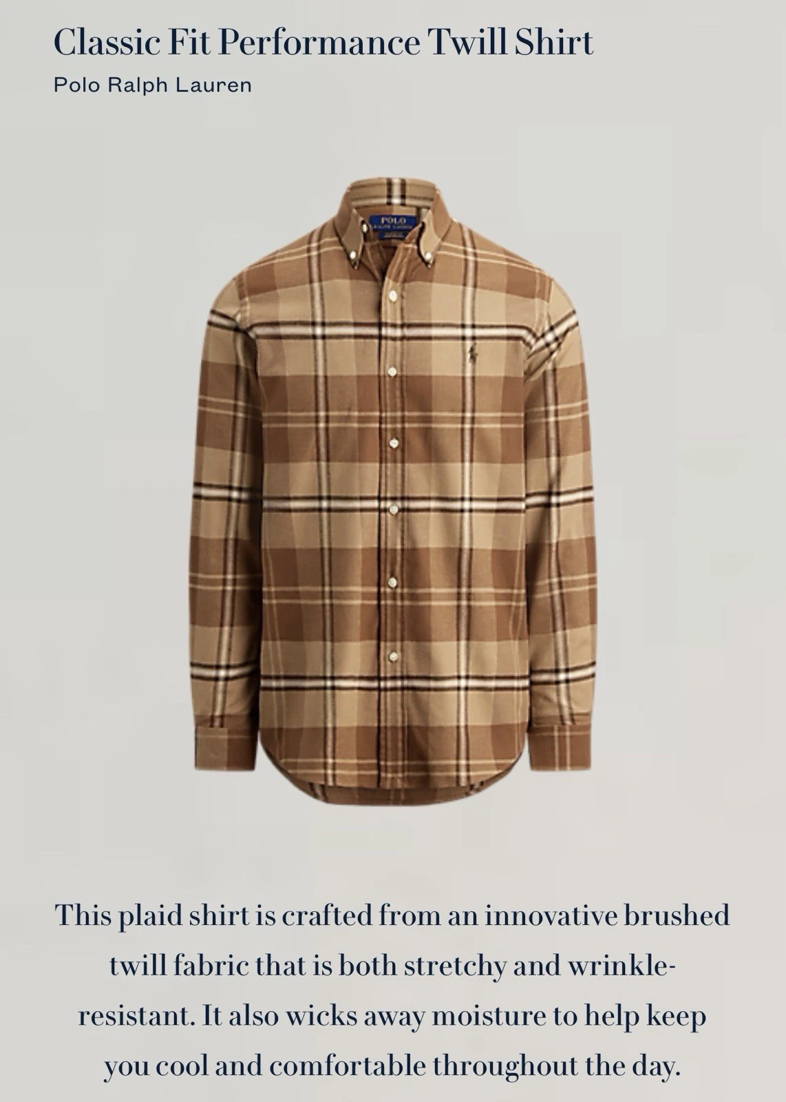 Ralph Lauren Classic Performance Twill Plaid Shirt NWOT XXL - product detail image 2