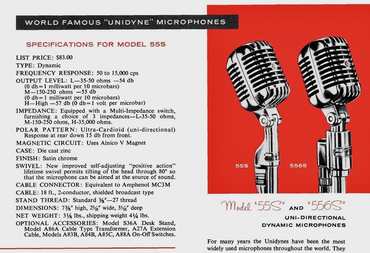 Vintage RARE 1959 DuKane 7A65 dynamic microphone w S36 stand Shure