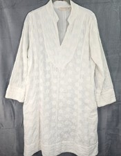 Soft Surroundings Tunic Dress Women's M White 3/4 Sleeve Pockets Beachy