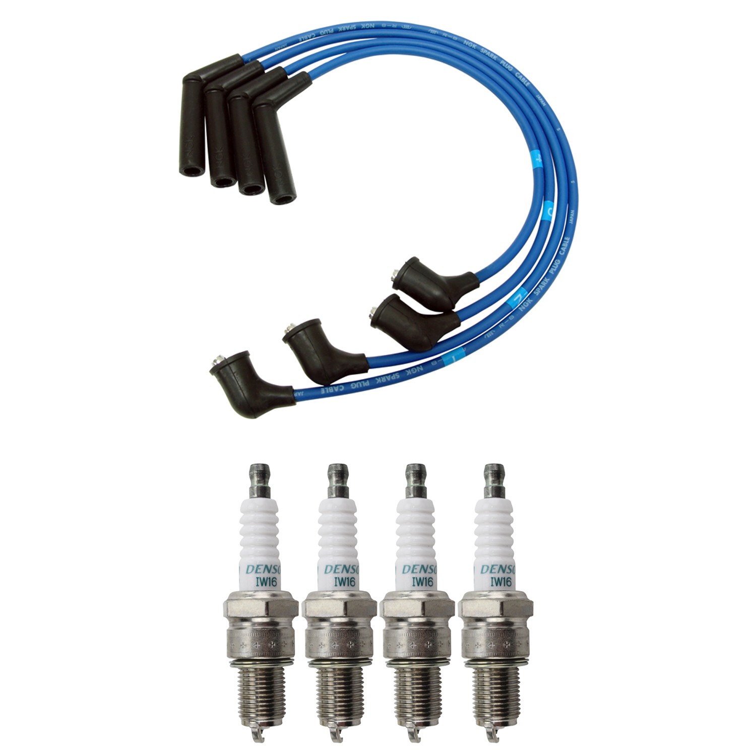 NGK Wire Set  Denso 4 Iridium Power Spark Plugs Kit for Mirage DE 1.5 L4 97-01