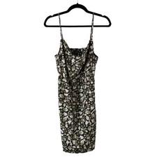 VERO MODA New Cowl Neck Floral Mini Dress Green Black Womens Small Fairy Grunge