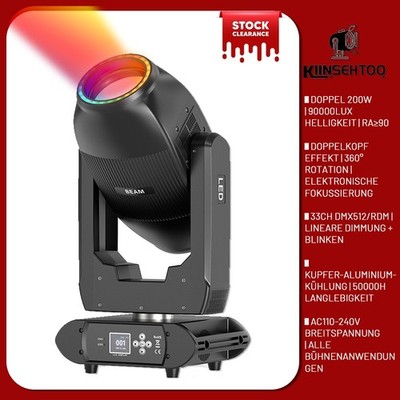 400W Dual-Head LED Strahl Beam Moving Head Spot 18+18Prism DMX Bühnenlicht Show