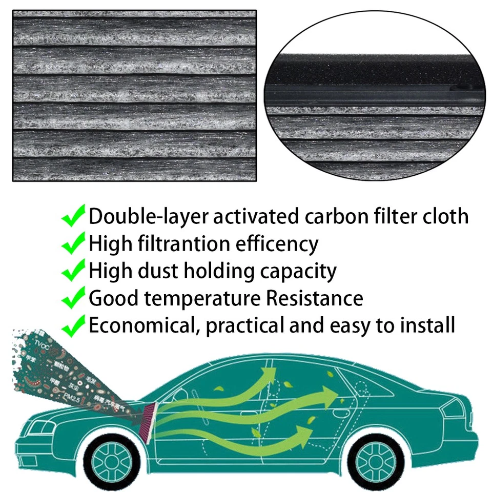 64312207985 For BMW E39 525i 528i 530i 540i M5 Charcoal Pollen Cabin Air Filter. Foto 3 de 4