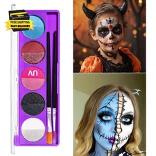 10 Colors Water Activated Eyeliner Palette, Blue Sally Makeup Neon Face Paint Ki