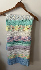 Handmade Baby Blanket Crochet Multicolored Very Lightly Used 42 X 42 Looks New