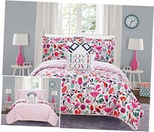 Meritt 5 Piece Reversible Quilt Set Colorful Floral Print Design Coverlet Full