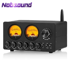  Preamp Stereo Bluetooth Equalizer Home Desk Audio Processor with VU Meter