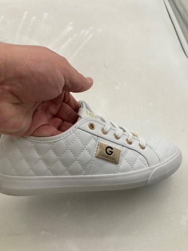 G By Guess Womens Quilted White Sneakers With Gold Accents Size 7.5 - Picture 9 of 13