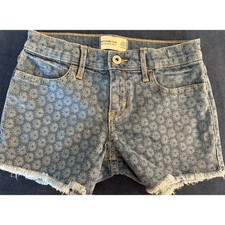 Abercrombie Kids Mid Rise Midi Floral Denim Shorts 11/12 Years