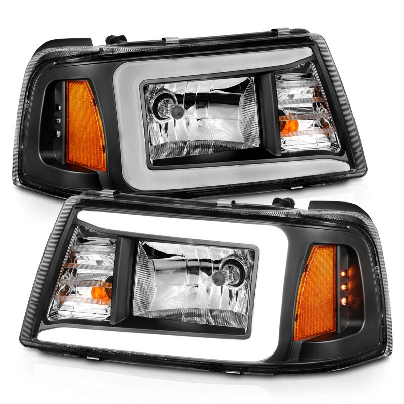 Faros de cristal ANZO para Ford Ranger 2001-2011 con barra de luz carcasa negra Foto 4 de 4